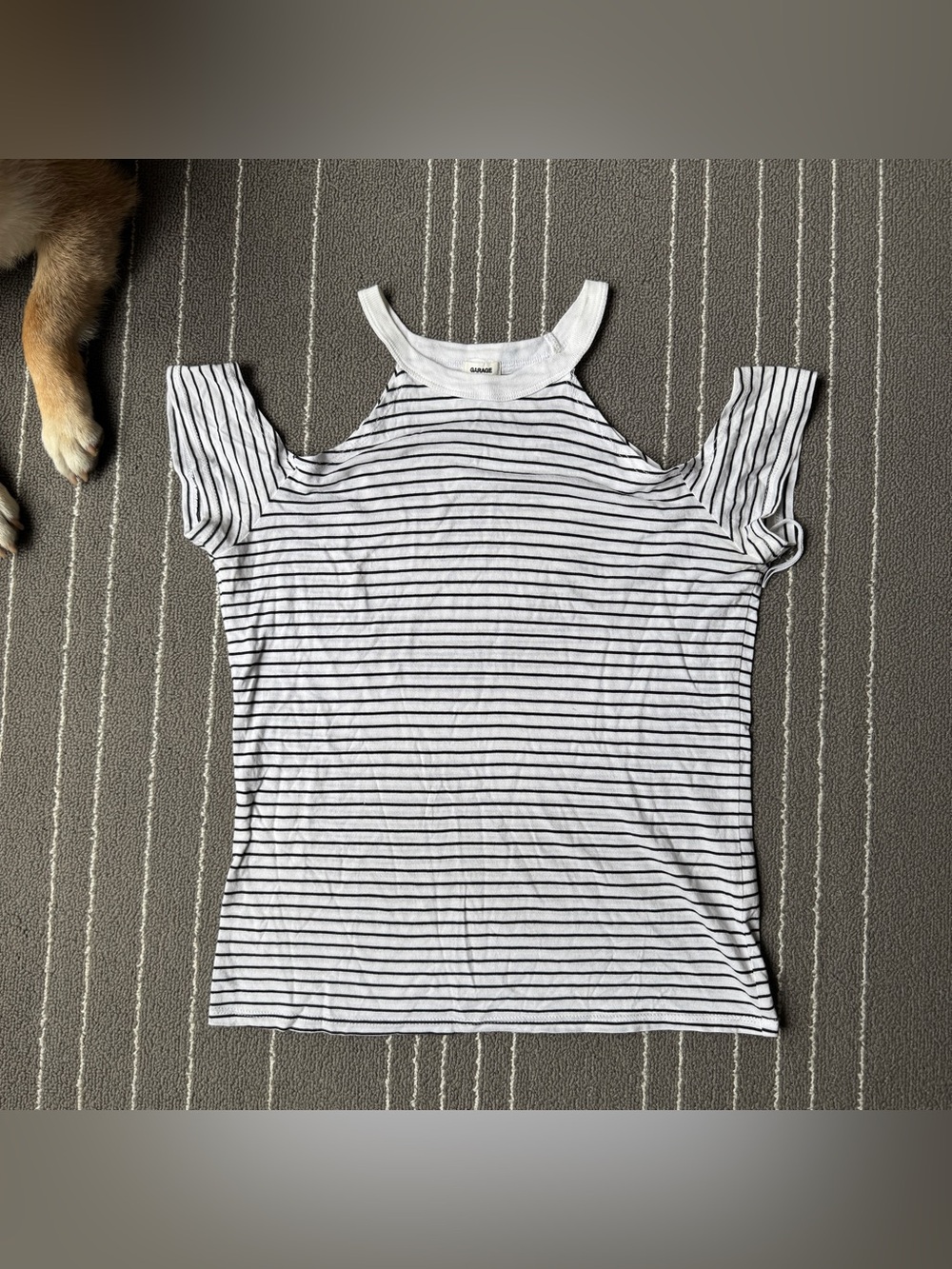 Striped Cold-Shoulder Women’s Top - White/Black